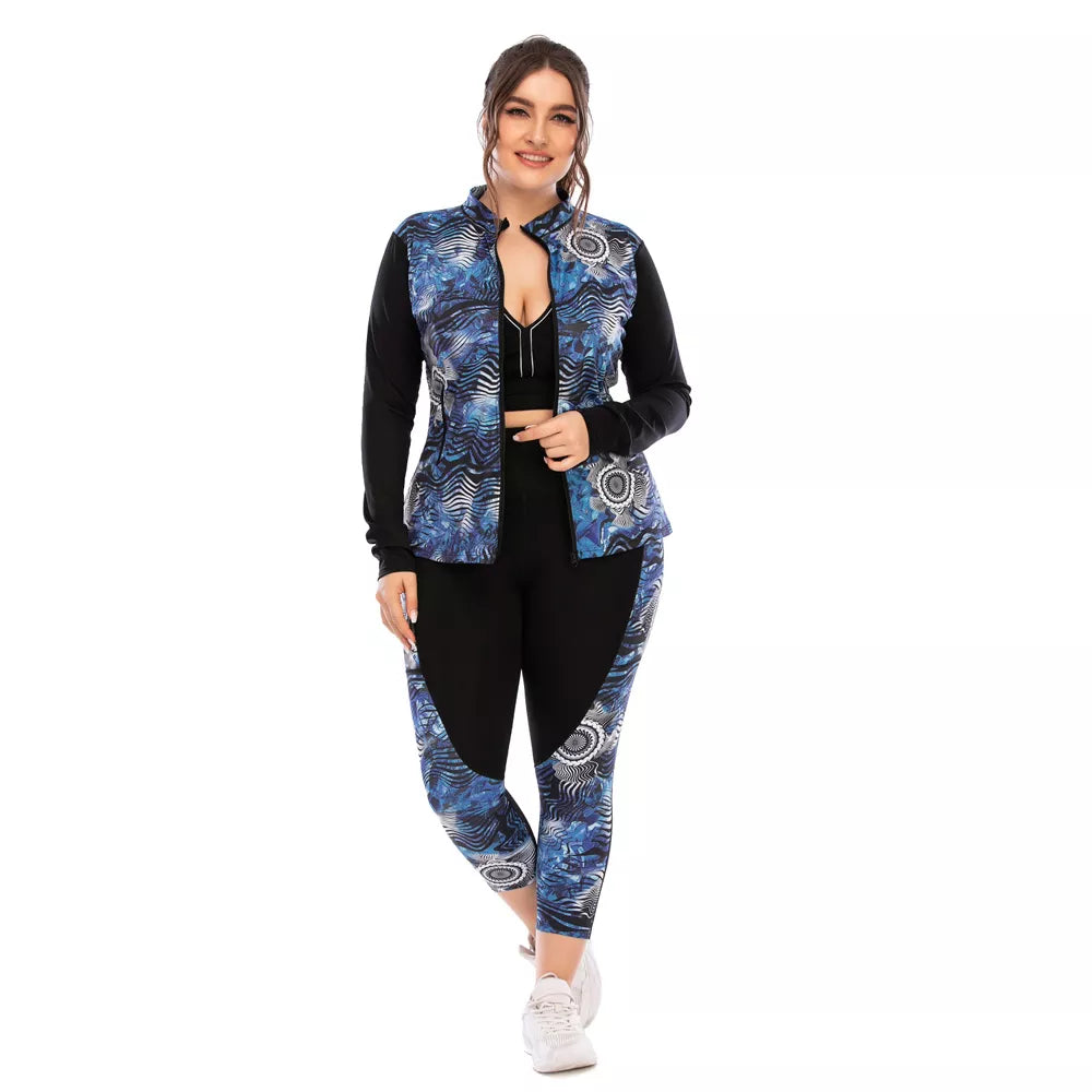 3 Piece Plus Size Women Sportswear Set