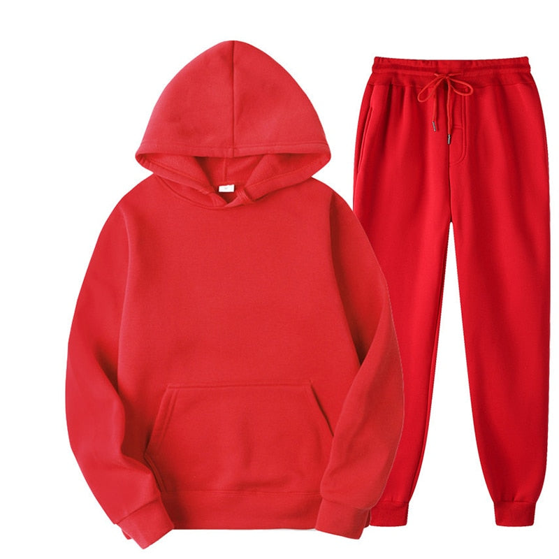 (Two Piece Set)Casual Oversize Fleece Track Set [PLUS SIZES AVAILABLE]