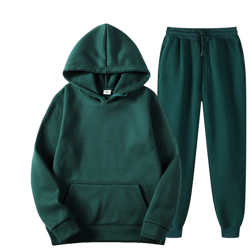 (Two Piece Set)Casual Oversize Fleece Track Set [PLUS SIZES AVAILABLE]