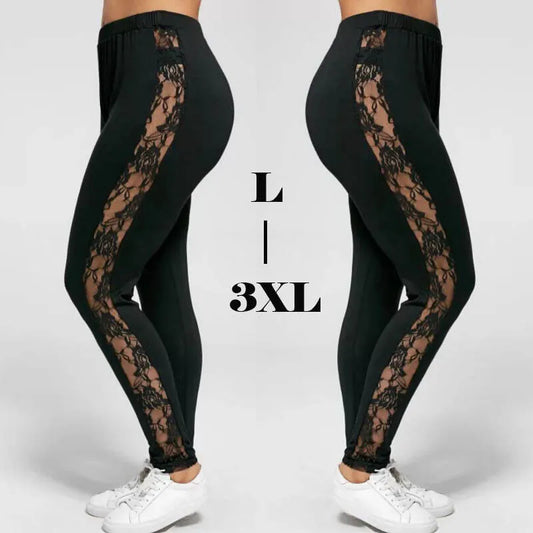 Plus Size Lace High Waist Fitness Leggings