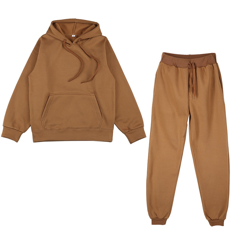 (Two Piece Set)Casual Oversize Fleece Track Set [PLUS SIZES AVAILABLE]