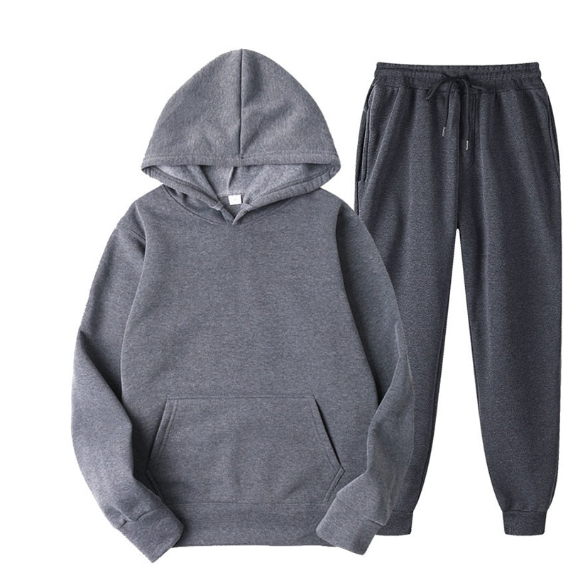 (Two Piece Set)Casual Oversize Fleece Track Set [PLUS SIZES AVAILABLE]