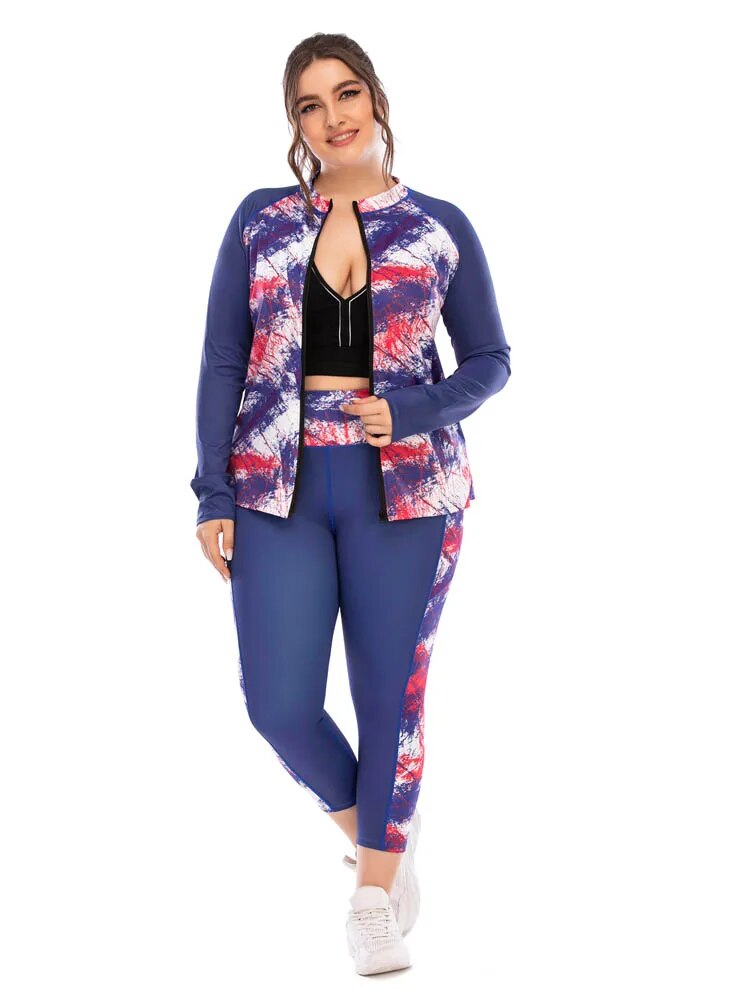 3 Piece Plus Size Women Sportswear Set