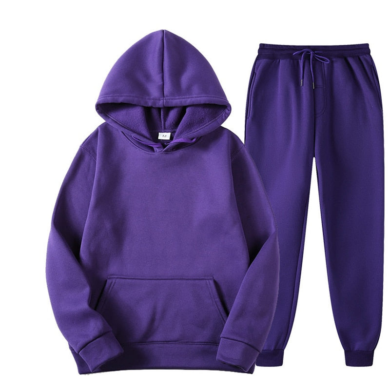 (Two Piece Set)Casual Oversize Fleece Track Set [PLUS SIZES AVAILABLE]