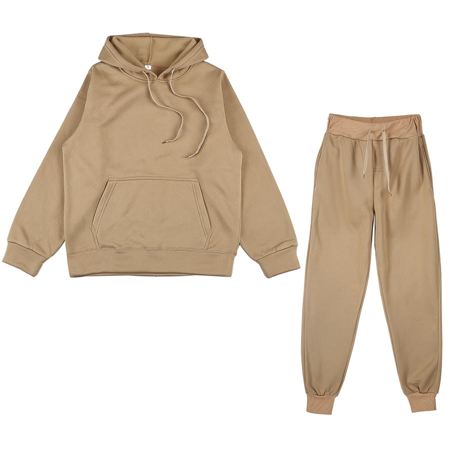 (Two Piece Set)Casual Oversize Fleece Track Set [PLUS SIZES AVAILABLE]