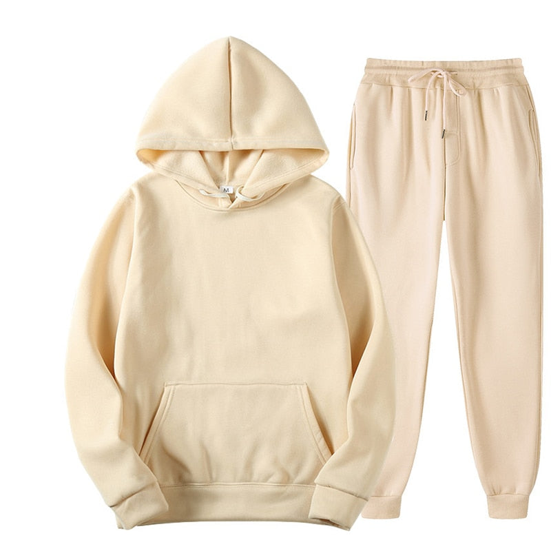 (Two Piece Set)Casual Oversize Fleece Track Set [PLUS SIZES AVAILABLE]