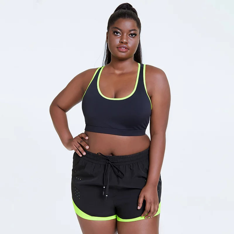 Plus Size 2 Piece Breathable Workout Set