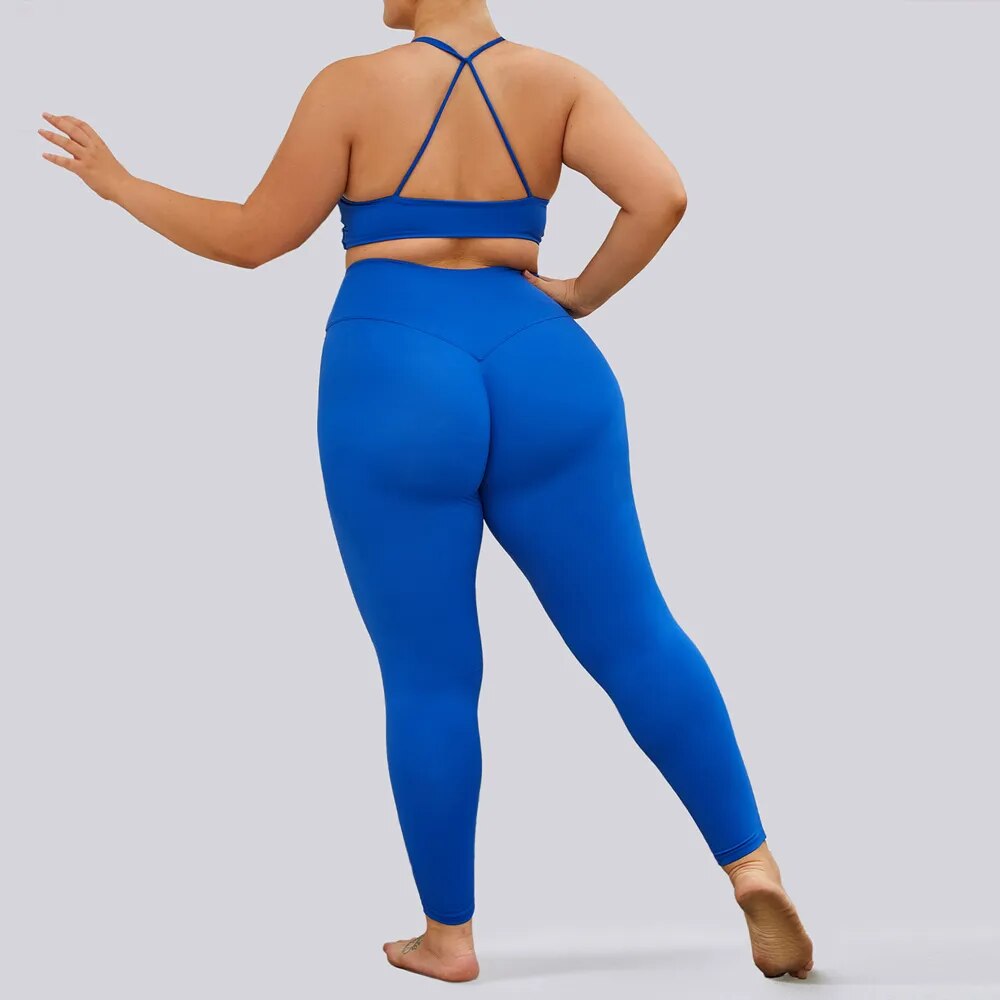 Plus Size High Waisted Leggings with Sports Bra Workout Outfits