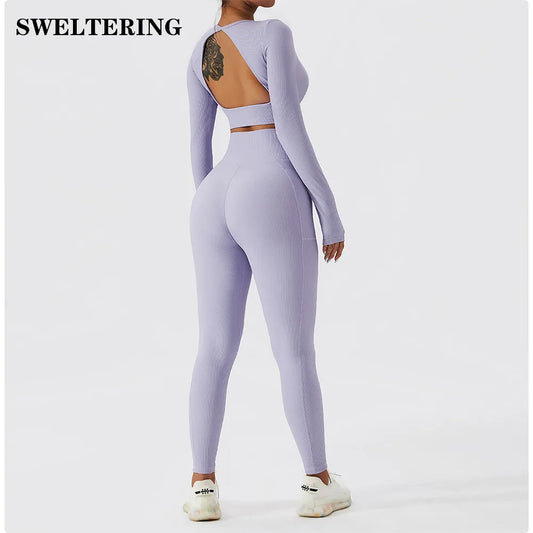 Ribbed Yoga Set Suit For Fitness Sportswear