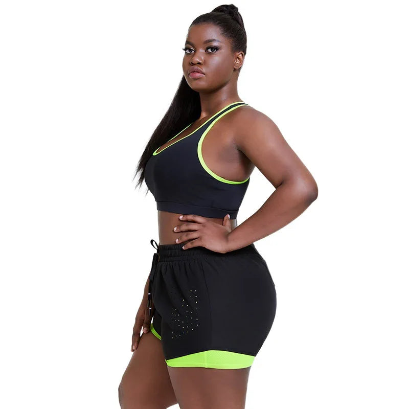 Plus Size 2 Piece Breathable Workout Set