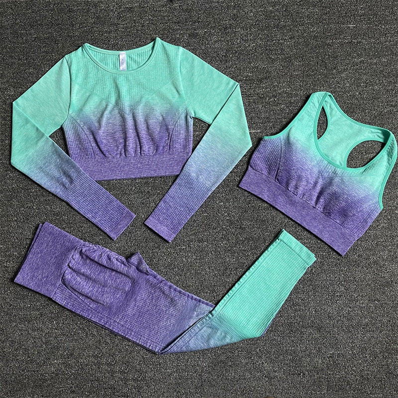 Conjunto de fitness de cintura alta para yoga sin costuras para mujer 2/3/5 piezas