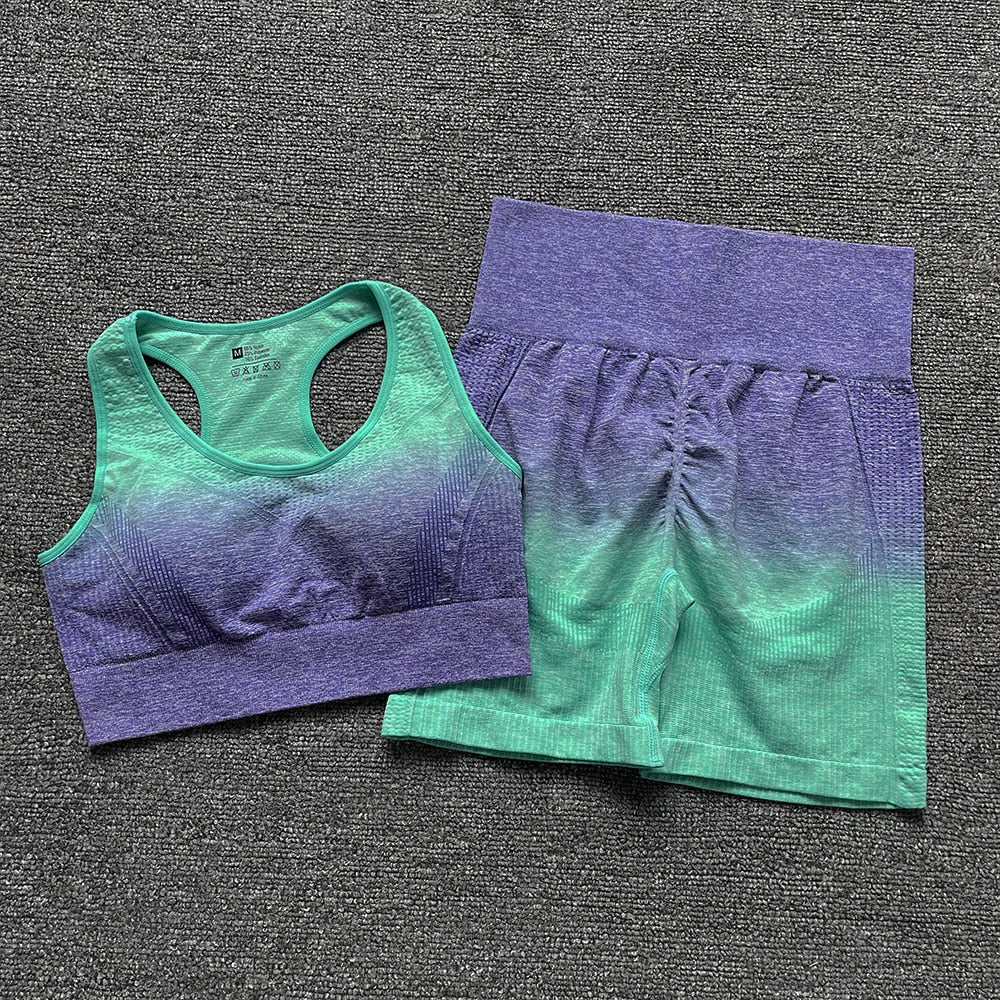 Conjunto de fitness de cintura alta para yoga sin costuras para mujer 2/3/5 piezas