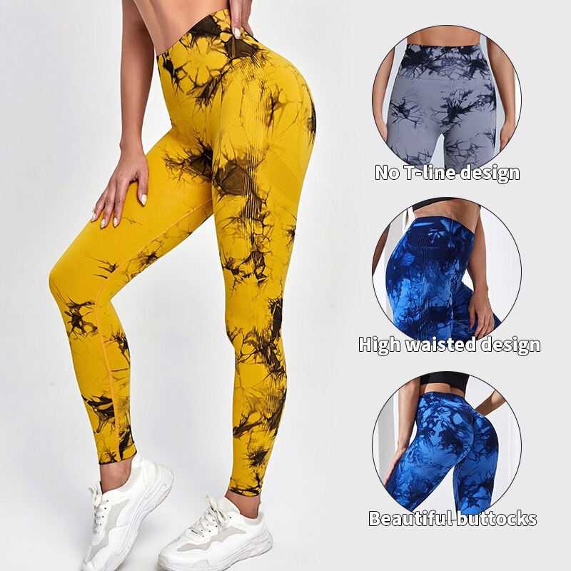 Leggings deportivos Tie Dye (push up de cintura alta sin costuras)