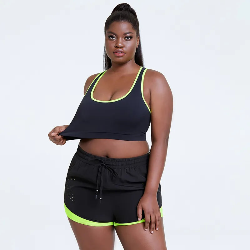 Plus Size 2 Piece Breathable Workout Set