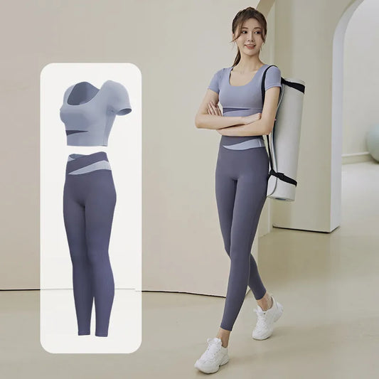 Conjunto de yoga sin costuras de dos piezas Traje de ropa deportiva para mujer