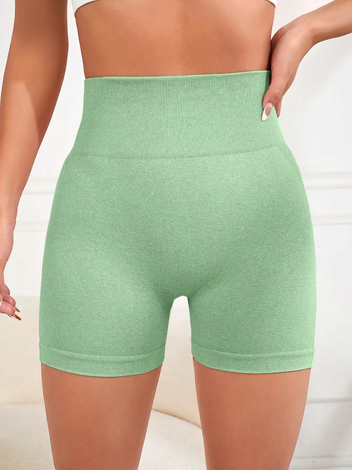 Women's Fitness Solid High Waist Skinny Shorts