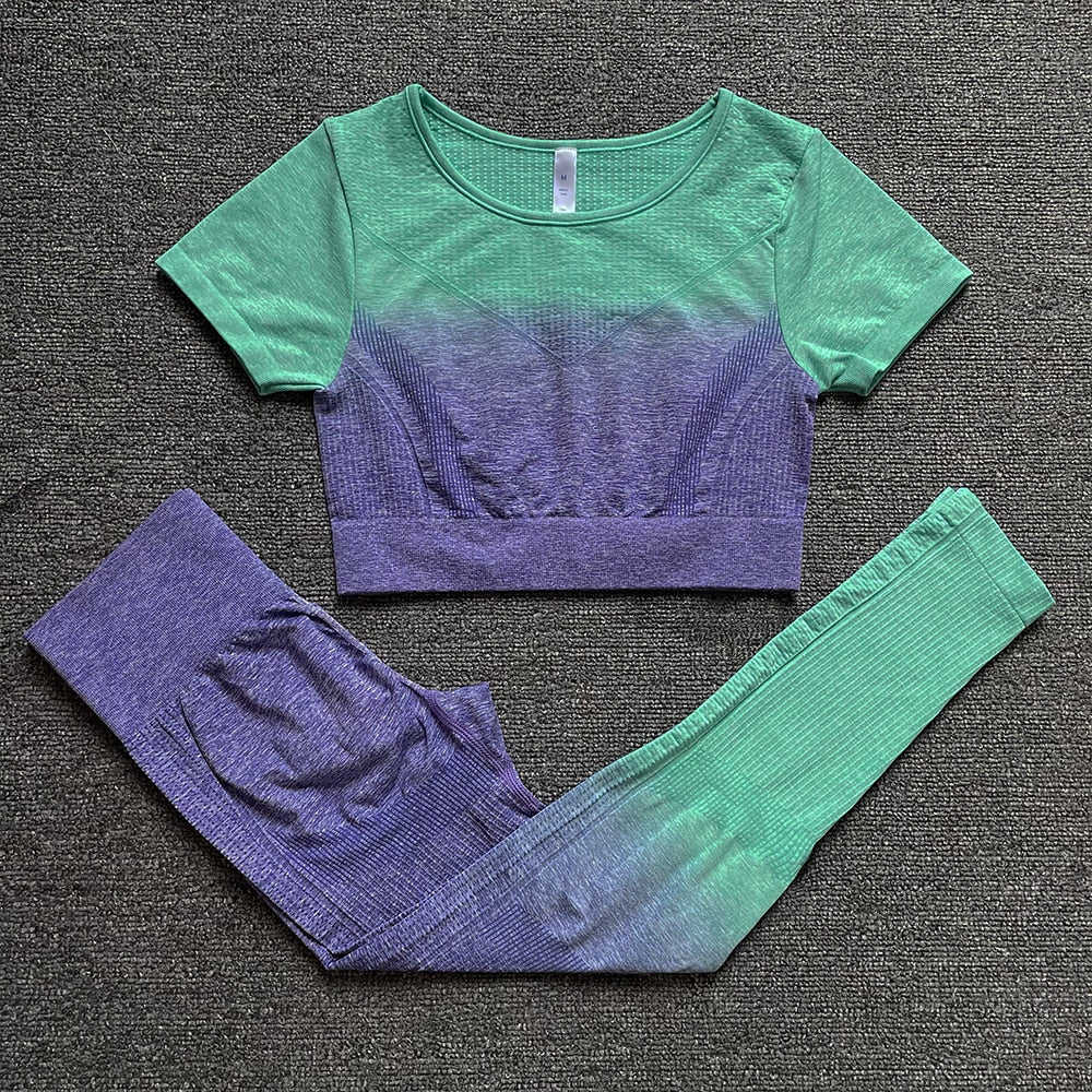 Conjunto de fitness de cintura alta para yoga sin costuras para mujer 2/3/5 piezas