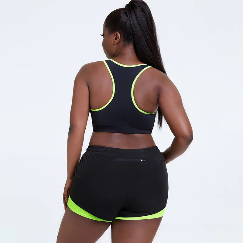 Plus Size 2 Piece Breathable Workout Set