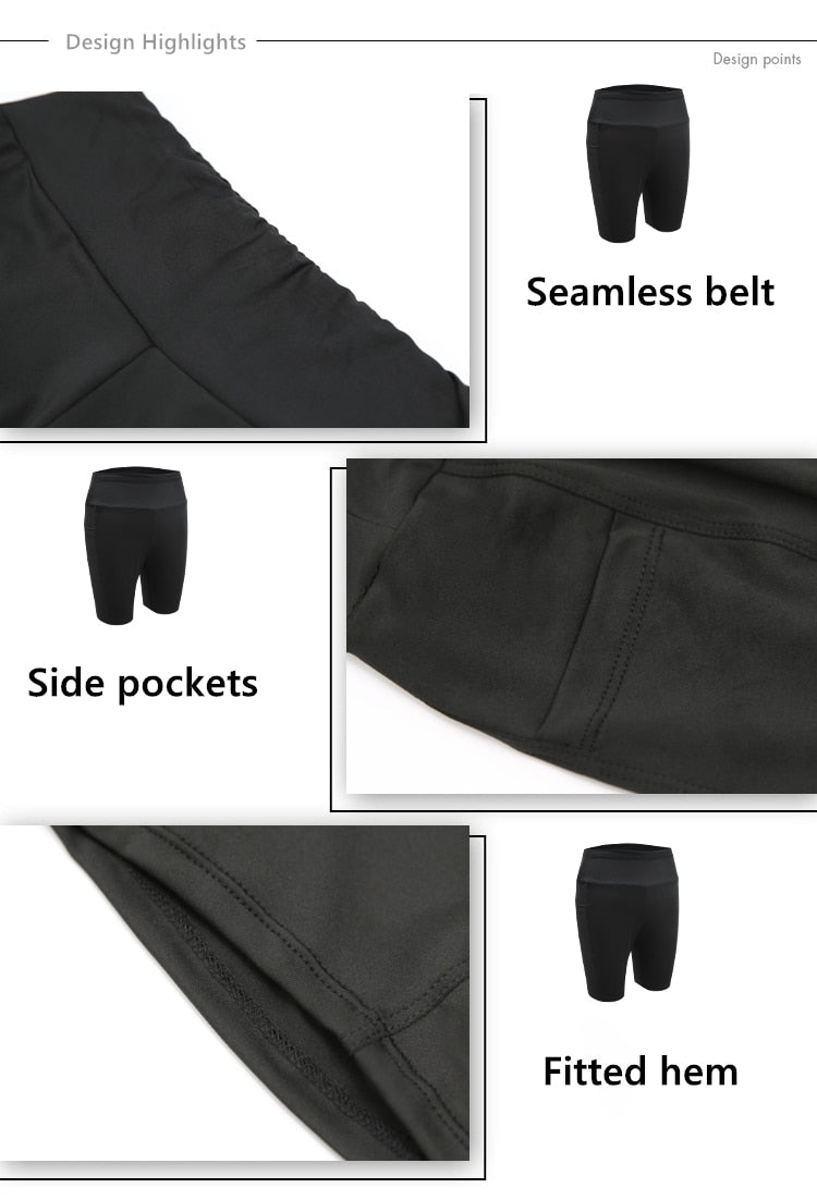 Pantalones cortos de fitness/cintura alta/estiramiento alto con bolsillo para teléfono